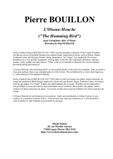 L'Oiseau-Mouche for alto saxophone and piano: L'Oiseau-Mouche for alto saxophone and piano by Pierre Bouillon