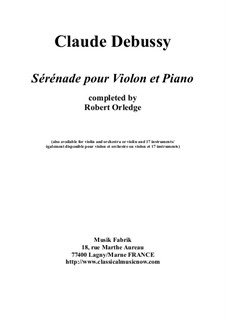 Sérénade: For violin and piano by Claude Debussy