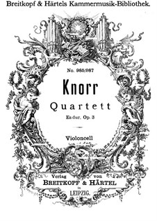 Piano Quartet in E Flat Major, Op.3: Cello part by Ivan Knorr