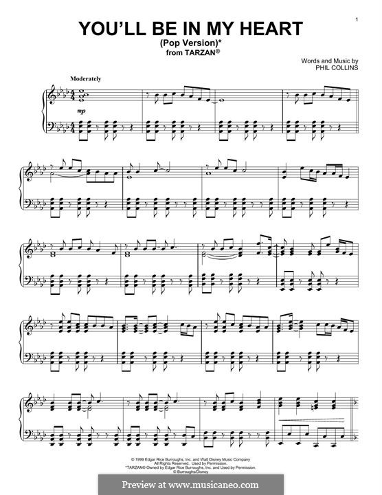 You Ll Be In My Heart From Walt Disney S Tarzan Pop Version By P Collins On Musicaneo You Ll Be In My Heart From Walt Disney S Tarzan Pop Version By P Collins On Musicaneo