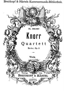 Piano Quartet in E Flat Major, Op.3: Viola part by Ivan Knorr