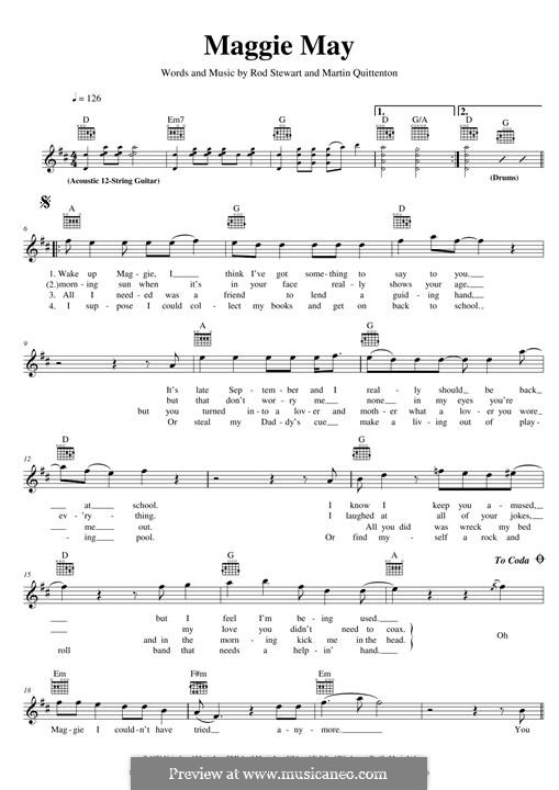 Maggie May: Melody line by Martin Quittenton, Rod Stewart