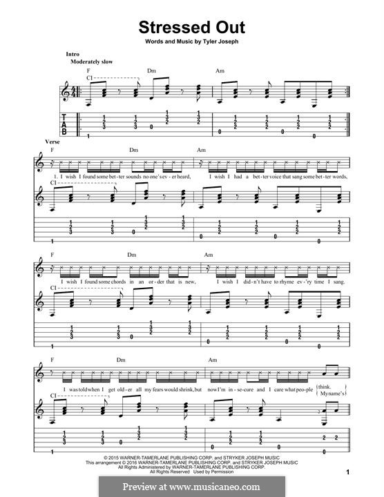 Stressed Out (twenty one pilots): For guitar with tab by Tyler Joseph