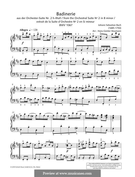 Badinerie: For piano by Johann Sebastian Bach