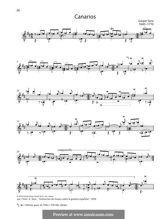 Canarios: For guitar by Gaspar Sanz