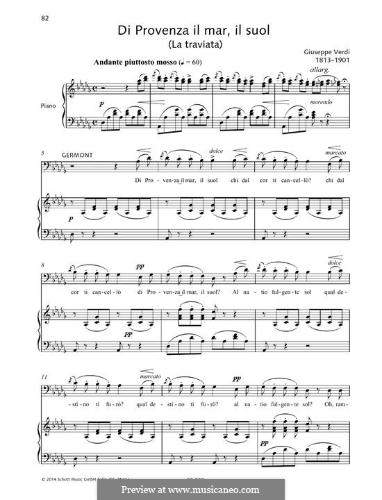 Di provenza il mar: For voice and piano by Giuseppe Verdi