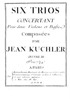 Six Concert Trios for Two Violins and Cello, Op.3: Violin II part by Johann Küchler