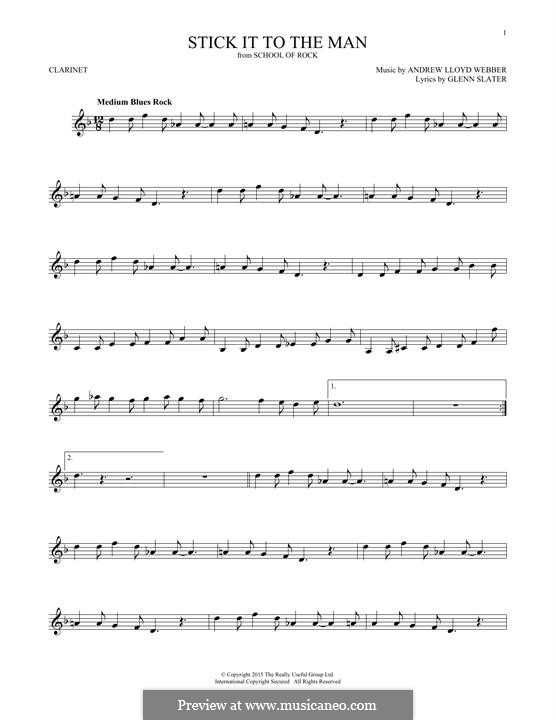 Stick It to the Man (from School of Rock: The Musical): For clarinet by Andrew Lloyd Webber