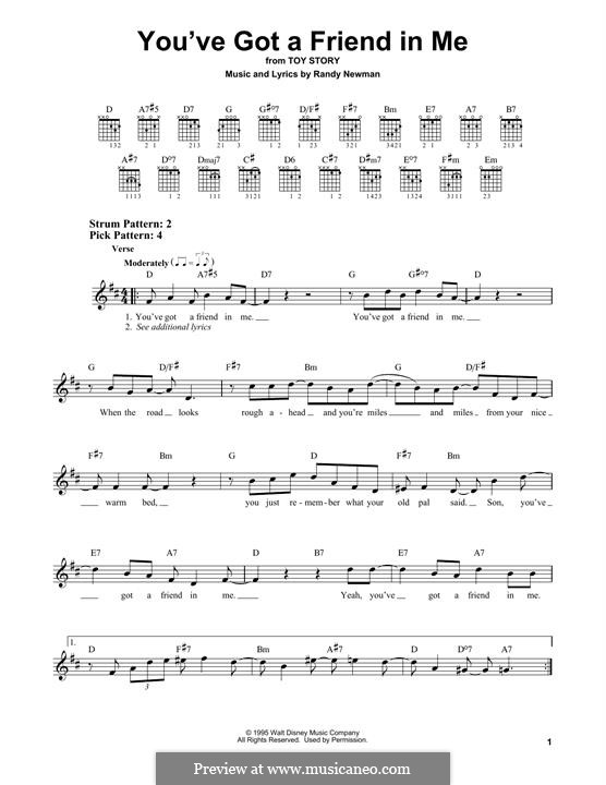 You've Got a Friend in Me (from Disney's Toy Story): For guitar with tab by Randy Newman