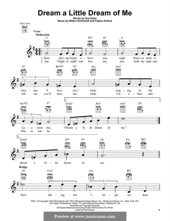 Dream a Little Dream of Me: For ukulele by Fabian Andre, Wilbur Schwandt
