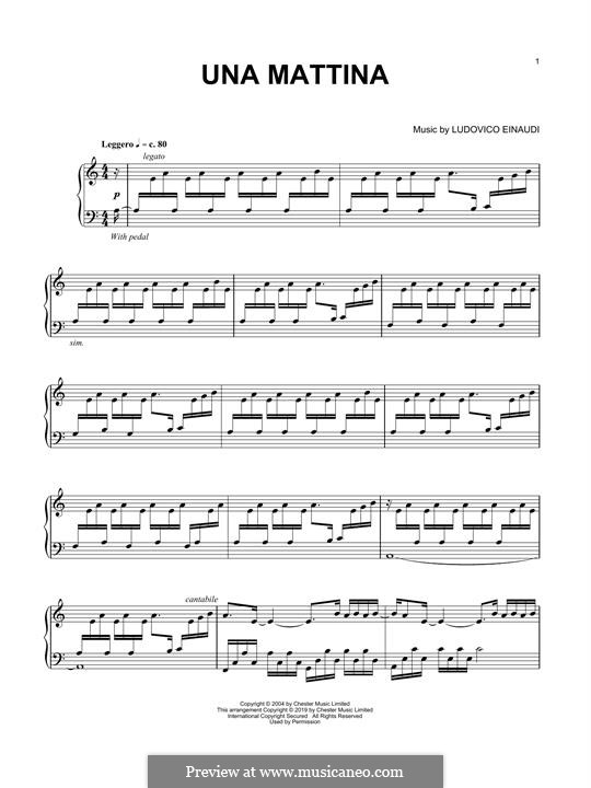Una Mattina: For piano by Ludovico Einaudi