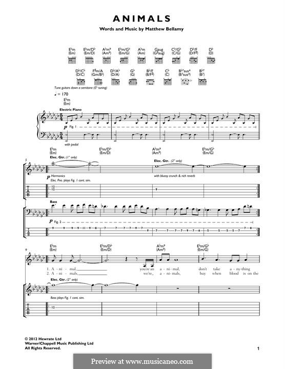 Animals (Muse): For guitar with tab by Matthew Bellamy