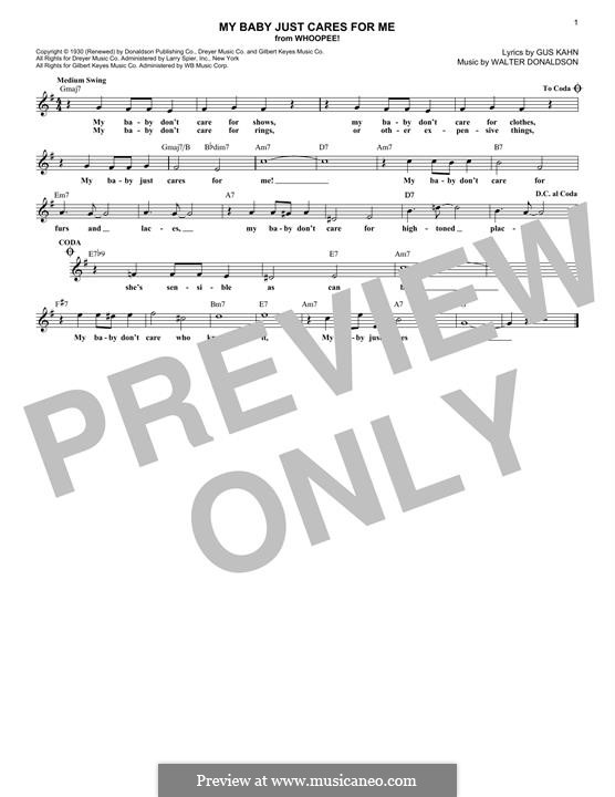 My Baby Just Cares for Me (Nina Simone): Melody line by Walter Donaldson