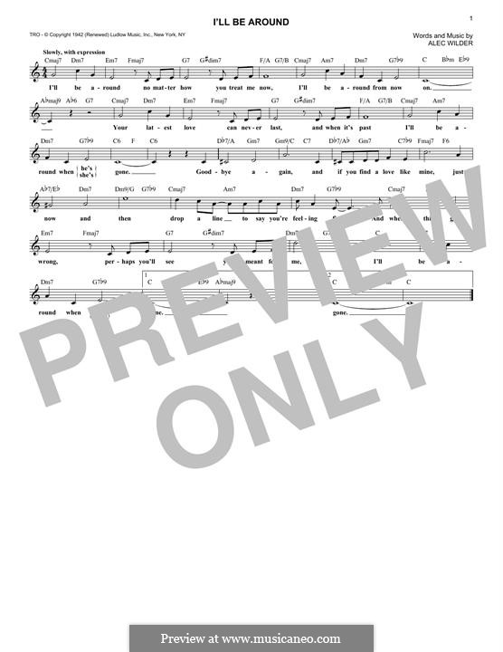 I'll Be Around (The Mills Brothers): Melody line by Alec Wilder