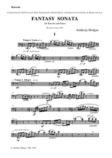 Fantasy Sonata for Bassoon and Piano, Op.104: Solo part by Anthony Hedges