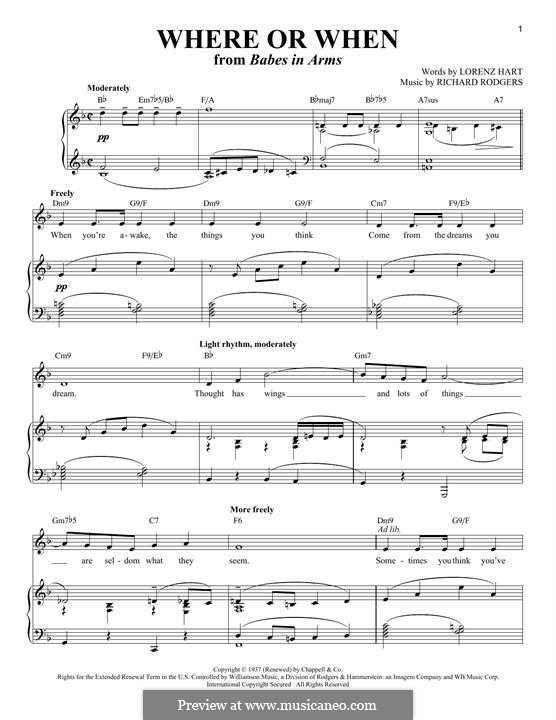 Where Or When (from Babes In Arms): For voice and piano by Richard Rodgers