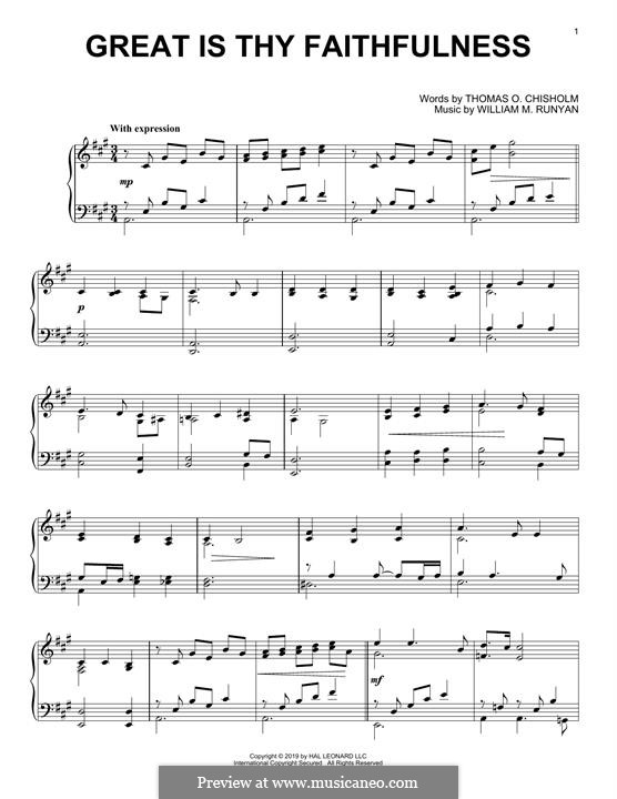 Great Is Thy Faithfulness: For piano by William Marion Runyan