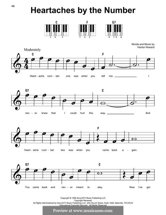 Heartaches By the Number: For piano by Harlan Howard