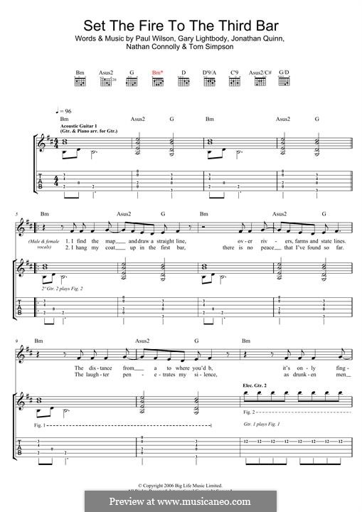 Set the Fire to the Third Bar (Snow Patrol): For guitar with tab by Gary Lightbody, Jonathan Quinn, Nathan Connolly, Paul Wilson, Tom Simpson