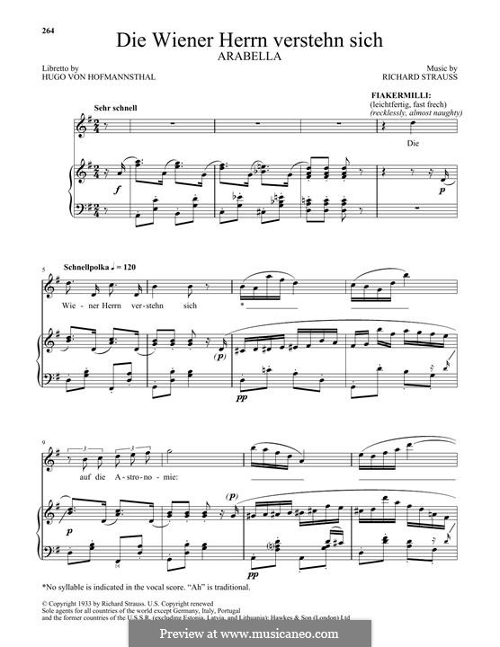 Arabella, Op.79: Die Wiener Herrn Verstehn Sich by Richard Strauss