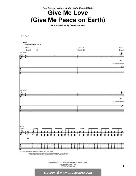 Give Me Love (Give Me Peace on Earth): For guitar with tab by George Harrison