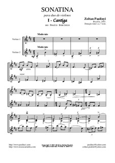 Sonatina: For 2 violins (full score and parts) revised edition for A4 size by Zoltan Paulinyi