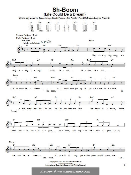 Sh-Boom (Life Could Be a Dream): For guitar with tab by Carl Feaster, Claude Feaster, Floyd McRae, James Edwards, James Keyes