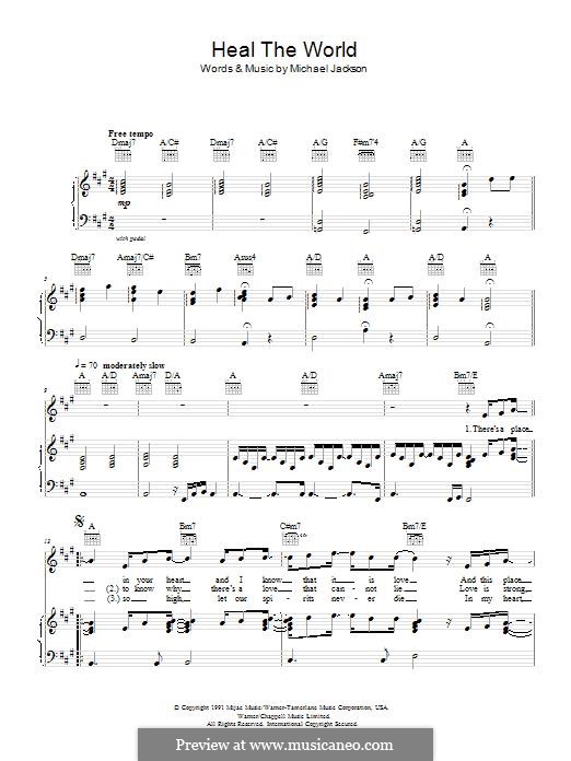 Heal the World: For voice and piano (or guitar) by Michael Jackson
