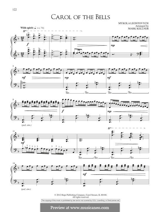 Carol of the Bells: For piano by Mykola Leontovych