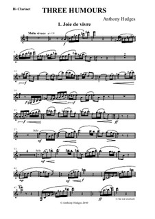 Three Humours, Op.163: Clarinet Part by Anthony Hedges
