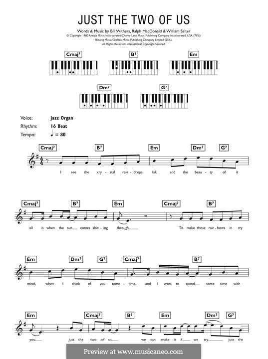 Bill Withers Just the Two of Us Sheet Music (Leadsheet) in F Minor  (transposable) - Download & Print - SKU: MN0163955