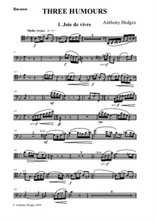 Three Humours, Op.163: Bassoon Part by Anthony Hedges