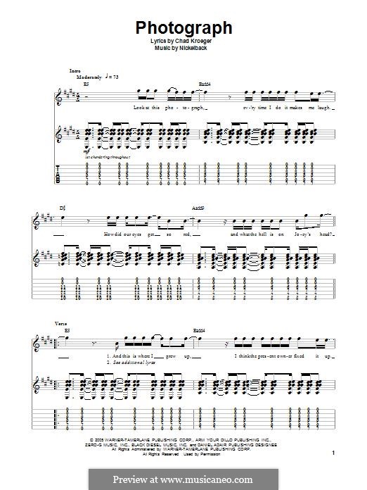 Photograph (Nickelback) by C. Kroeger sheet music on MusicaNeo