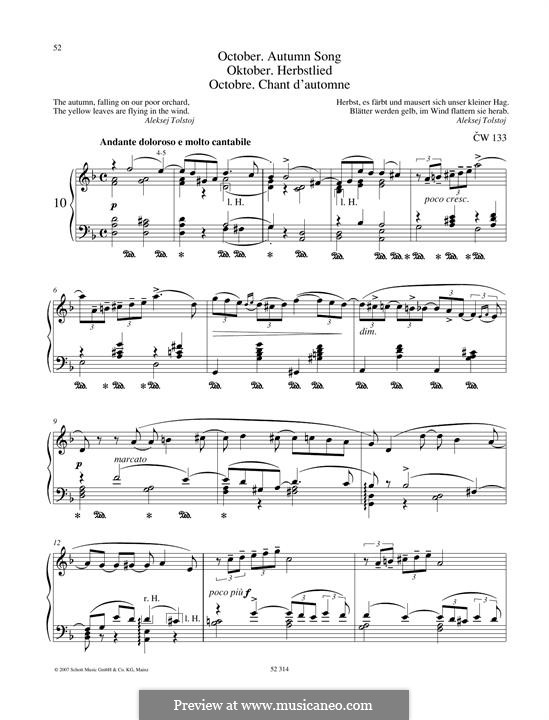 No.10 October (Autumn Song): For piano by Pyotr Tchaikovsky