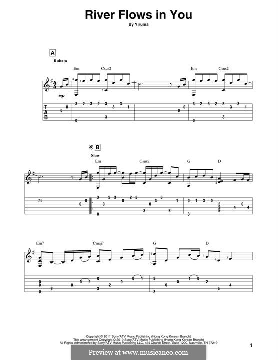 River Flows in You: For guitar with tab by Yiruma