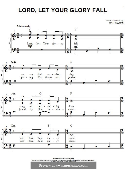 Lord, Let Your Glory Fall: For piano by Matt Redman