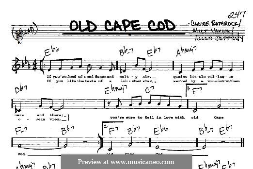 Old Cape Cod: Melody line by Allan Jeffrey, Claire Rothrock, Milton Yakus