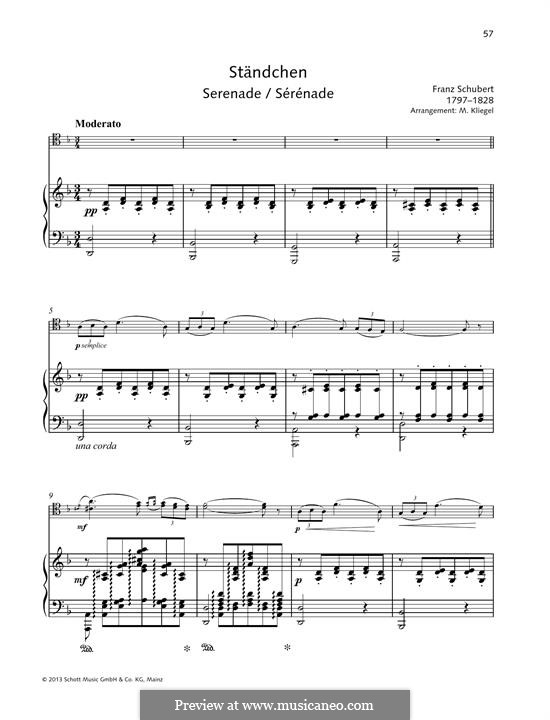 No.4 Ständchen (Serenade): For violin and piano by Franz Schubert