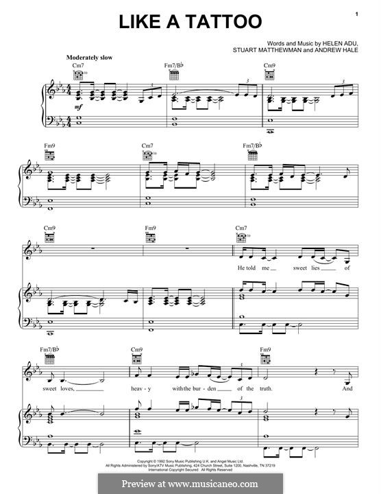 Like a Tattoo (Sade) by A. Hale, P.S. Denman, H. Adu, S. Matthewman on MusicaNeo