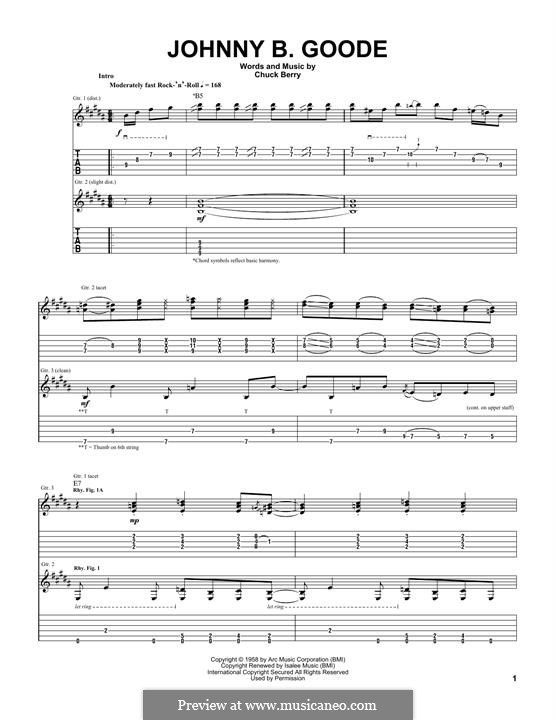 Johnny B. Goode: For guitar with tab by Chuck Berry