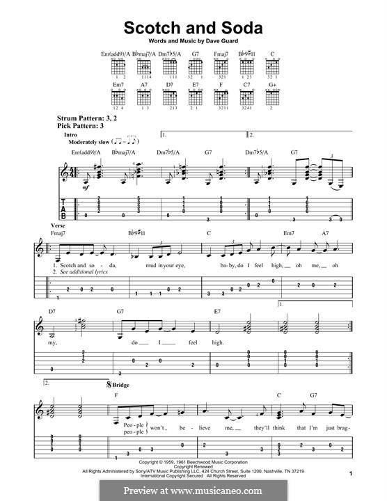 Scotch and Soda (The Kingston Trio) by D. Guard sheet music on MusicaNeo
