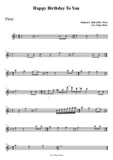 Happy Birthday to You: For flute playAlong by Mildred Hill
