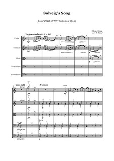 Suite No.2. Solveig's Song: For string orchestra - score and parts by Edvard Grieg