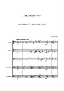 Suite No.1. Aase's Death, Op.46 No.2: For string orchestra - score and parts by Edvard Grieg