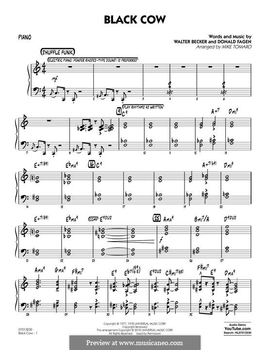 Black Cow (Steely Dan) by D. Fagen, W. Becker - sheet music on MusicaNeo