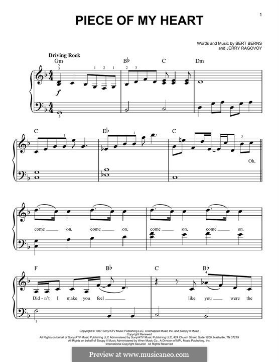 (Take a Little) Piece of My Heart: For piano by Bert Berns, Jerry Ragovoy