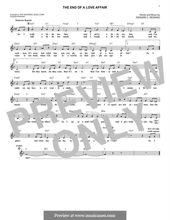 The End of a Love Affair (Frank Sinatra): Melody line by Edward C. Redding