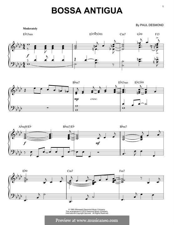 Bossa Antigua: For piano by Paul Desmond