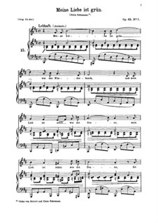 Romances and Songs, Op.63: Nr.5 Meine Liebe ist grün by Johannes Brahms