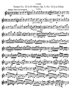 Sonata No.12 'La Folia': Solo part by Arcangelo Corelli